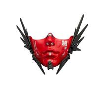 RCXTechPro Mechanical Half Face Mask With Wing Pieces & Green Light Goggles, Futuristic Cosplay Costume Mask For Halloween
