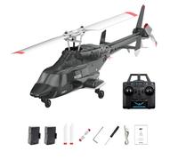 RCXTechPro RC ERA A61 Air-Wolf RC Helicopter, 1/52 Scale 2.4G 4CH Single Rotor Heli Military Aircraft with One-Key Start Altitude Hold Remote Control for Adults & Beginners