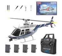 RCXTechPro RC ERA C138 Bell 206 RC Helicopter for Adults, 1:30 Scale 6CH 6-Axis Gyro Single Rotor Helicopter with Optical Flow Positioning Altitude Hold Stable Flight - RTF / 4 Battery
