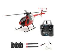 RCXTechPro RC-ERA C184 MD500 RC Helicopter, 4CH Single-Propeller 6-Axis Gyro Stabilized Remote Control Aircraft With Optical Flow & Upgraded Transmitter For Adults -Red /3 Battery