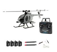 RCXTechPro RC-ERA C184 MD500 RC Helicopter, 4CH Single-Propeller 6-Axis Gyro Stabilized Remote Control Aircraft With Optical Flow & Upgraded Transmitter For Adults -Grey /4 Battery