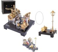 RCXTechPro RETROL SE-01 Steam Engine Model with Mini Steam Generator and Lamp Scene, DIY Metal Kit for Industrial Decor Educational Science Kits for Adults (84PCS)