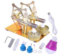 RCXTechPro Stirling Engine Model Kit That Works, Sterling Metal Hot Cylinder Twin Cylinder Big Bulb External Combustion Thermal Steam Power Engine Generator Model (Random Bulb Color)