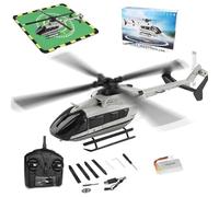 RCXTechPro WL K160 EC-145 RC Helicopter for Adults Beginners, 2.4G 4CH 6-Axis Gyro 4 Propellers Flybarless Military Aircraft with Apron Landing Pads & Altitude Hold - RTF (1 Battery)