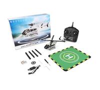 RCXTechPro WL K160 EC-145 RC Helicopter for Adults Beginners, 2.4G 4CH 6-Axis Gyro 4 Propellers Flybarless Military Aircraft with Apron Landing Pads & Altitude Hold - RTF (4 Battery)