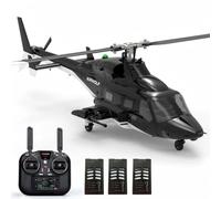 RCXTechPro YUXIANG F02S Air-Wolf Simulator RC Helicopter for Adult, 1/36 Scale 3D/6G Stunt Mode 8CH Flybarless Military Stabilized Aircraft with GPSOptical Flow Positioning - 3PCS Battery