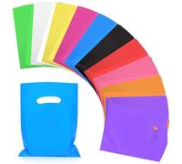 Rcybeo 120 Pcs Small Plastic Goodie Bags, 6"x8" Party Gift Bags for Kids, Mini Plastic Bags with Handles, Bulk Treat Candy Bags for Birthday, Christmas, Valentine's, Thanksgiving, Wedding, 10 Color