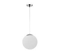 FJROnline E27 Modern Globe Pendant Light, Modern Milk White Opal Glass Ball Globe Ceiling Light Fitting for Kitchen Dining Room Bedroom (Silver, 15CM)