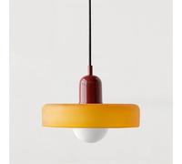 SYUFRE Mid Century Pendant Lamp Colorful Ceiling Pendant Light with Glass Shade Vintage Pendant Lighting Iron and Glass Pendant Light Fixtures for Bedroom Living Room Kitchen Hallway (Color : A, Siz