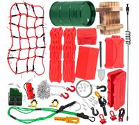 RCYouHott RC Decoration for 1/10 Trx4 Trx6 SCX10 Redcat GEN 7 8 RC Crawler Car,Luggage Net,Recovery Board,Fuel Tanks,Toolbox,Wood Box,Trailer Hook,Trailer Chain,Simulation Decorative Package,Green