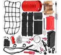 RCYouHott RC Decoration for 1/10 Trx4 Trx6 SCX10 Redcat GEN 7 8 RC Crawler Car,Luggage Net,Recovery Board,Fuel Tanks,Toolbox,Wood Box,Trailer Hook,Trailer Chain,Simulation Decorative Package,Black