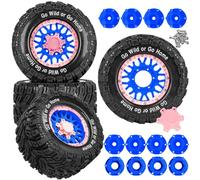 RCYouHott RC Truck Tires Wheel for 1/10 Big Rock Granite Vortek 3s / Stampede Rustler RC Car,4-Pack RC Wheels Tires Plastic Wheels w/12mm/14mm/17mm Replaceable Hex,Blue-Pink