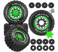 RCYouHott RC Truck Tires Wheel for 1/10 Big Rock Granite Vortek 3s / Stampede Rustler RC Car,4-Pack RC Wheels Tires,Black-Green