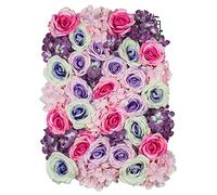 RCZ Decor 9835us Silk Roses/Hydrangeas Flower Wall Backdrop Panel -41cm x 61cm | Lavender & Pink & Purple | 1 Pc