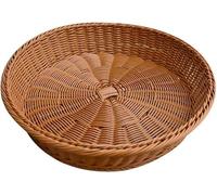 RDAHSUEHH Natural Rattan Round Fruit Basket Bowls Handwoven Storage Serving Baskets Vintage Handmade Bread Fruit Basket Food Serving Tray (L)