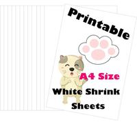 Rdanruy White Printable Shrink Plastic Sheets,Printable Shrink Sheets Inkjet Shrink Films Papers for Inkjet Printer Kids DIY Art -12PCS