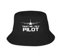 RDCGRS Unisex Custom Trust Me IM A Pilot Bucket Hat Men Women Plane Flying Aeroplane Aviation Gift Outdoor Sun Summer Camping Cap