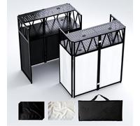 RDCMKL DJ Table Stand Portable booth Double Deck, Foldable DJ Stand, Heavy-Duty Adjustable Height DJ Facade Booth, Easy to Assemble, Stylish, Convenient to Store and Transpor