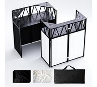 RDCMKL DJ Table Stand Portable booth, Foldable DJ Stand Booth, Heavy-Duty Adjustable Height DJ Facade Booth, Easy to Assemble, Stylish, Convenient to Store and Transpor