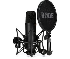 RØDE NT1 Large-diaphragm Cardioid Condenser Microphone with Shock Mount & Pop Filter for Music Production, Vocal Recording, Streaming and Podcasting, XLR