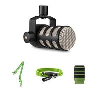 RØDE PodMic Dynamic Microphone, PSA1+ Professional Studio Arm, WS14 Pop Filter, and 3-metre XLR Cable Bundle (Green)