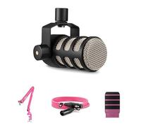 RØDE PodMic Dynamic Microphone, PSA1+ Professional Studio Arm, WS14 Pop Filter, and 3-metre XLR Cable Bundle (Pink)