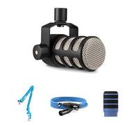 RØDE PodMic Dynamic Microphone, PSA1+ Professional Studio Arm, WS14 Pop Filter, and 3-metre XLR Cable Bundle (Blue)
