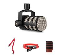 RØDE PodMic Dynamic Microphone, PSA1+ Professional Studio Arm, WS14 Pop Filter, and 3-metre XLR Cable Bundle (Red)