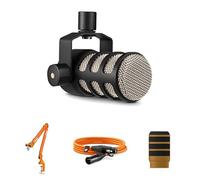 RØDE PodMic Dynamic Microphone, PSA1+ Professional Studio Arm, WS14 Pop Filter, and 3-metre XLR Cable Bundle (Orange)