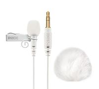 RØDE Rode Lavalier GO White Lavalier Microphone + Keepdrum WS05 Fur Wind Protection White