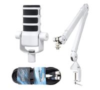 RØDE Rode Podmic Professional Podcast Microphone White + PSA1 + Articulated Arm White + Keepdrum XLR Cable