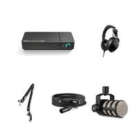 RØDECaster Video Core Video Podcasting Bundle with 2x PodMic, NTH-100 Heaphones, PSA1+ professional boom arms and 6 metre XLR cables