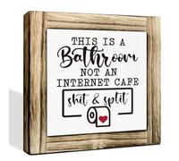 rdejxgvl Bathroom Decor, This Is A Bathroom Not an Internet Cafe Sign, Box Sign Wood Desk Sign Decor, Bathroom Sign Wooden Block, Funny Bathroom Tabletop Decor, Toilet Decor, Home Desk Sign Decor