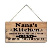 rdejxgvl Nana's Kitchen Sign - Where Memories Are Made & Grandchildren Are Spoiled, Rustic Wooden Decorative Sign, 30X15cm, Hanging, Kitchen, Home Decor
