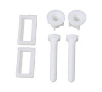 RDEXP White Plastic Toilet Seat Cover Hinge Blind Hole Rectangular Nut Screws Pack of 2
