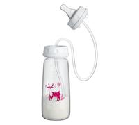 Rdfhrg 2 Pieces Hands Free Bottle Feeder 240ml Anti Colic Feeding Bottle Silicone Wide Neck Portable Non Slip Quick Flow Nipple Non-Slip Restful Feeding for Home Bedroom Kitchen Hotel Travel