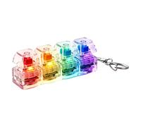 Rdfhrg 2 Pieces Keyboard Fidget Clicker 4 Button 8x2x2.5cm Keychain Keyboard Clicker With Sound ABS Keyboards Fidget Toy Light Up Portable Keyring Toys For Classroom School Home Travel Office Party