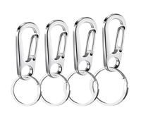 Rdfhrg 20 Pack Dog Collar Tag Clip with Ring Stainless Steel Pet Collar Tag Clip 7.8x4.5x0.6cm Pet Tags Carabiner Clips Quick Clips for Dog Cat Collars Harness Keychains Jewelry Making Craft