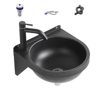 Rdfhrg Corner Basin Sink Stainless Steel Wall Mounted 32x32x15cm Wall Hung Basin Sink Cloakroom Round Sinks Washing Basins with Water Tap Sewee Pipe for Bathroom Hotel Kitchen Vanity Laundry