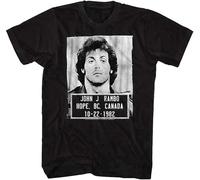 RDFK Men's Rambo Film Series John J. Rambo Canada 1982 Mugshot T-Shirt for Adults, Black