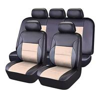 RDGRZCTK For Nissan X-Trail 2002-2007 Leather Car Seat Covers, 9 Pcs Car Seat Covers Faux Leather Full Set Full Surround Waterproof Nonslip,E/Beige