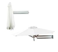 RDHMJSJAZ Patio Umbrella,Wall-mounted Shading Umbrellas, Outdoor Wall Parasol With Metal Pole, Tilting Sunshade Umbrella, Aluminium Frame Sun Umbrella(White,2.5m)