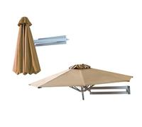RDHMJSJAZ Patio Umbrella,Wall-mounted Shading Umbrellas, Outdoor Wall Parasol With Metal Pole, Tilting Sunshade Umbrella, Aluminium Frame Sun Umbrella(Khaki,2.2m)