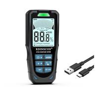 RDINSCOS 6-in-1 Pinless Moisture Meter, Non-Invasive Damp Detector, Moisture Tester for Walls,Drywall,Concrete, and Wood, USB Rechargeable, Customizable Alarm Thresholds,White Display Screen