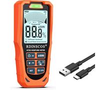 RDINSCOS Pinless Moisture Meter, Rechargeable Damp Meter for Wall Wood Concrete Plaster Screed Logs, 6 Modes Non-Destructive Damp Tester Detector with Backlit LCD, Audible & Visual Alarm (MT35)
