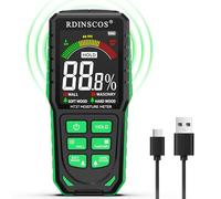 RDINSCOS Rechargeable Pinless Moisture Meter, Damp Meter for Walls Caravan Wood Masonry Logs, Non-Invasive Damp Tester Detector with LCD Color Display, Visual & Audible Alarm, Storage Bag (MT37)