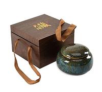 RDJSHOP Ceramic Tea Jar with Lid, Ceramic Tea Tins Cans Tea Caddy Exquisite Oriental Ceramic Storage Canisters with Gift Box, Ideal for Storing Spices, Salt, Tea, Coffee,Blue-13x8.8cm