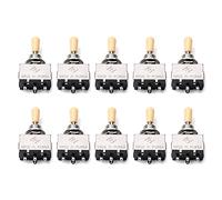 Rdjumpdjo 10X Solid Knob Shaft Box Style for 3 Way Pickup Selector Toggle Switch, Beige Tip