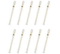 Rdjumpdjo 10X Students creamy-white Plastic 8 Holes Flute Recorder W Cleaning Stick