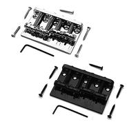 Rdjumpdjo 2 Pcs 4 String Hardtail Bass Guitar Bridge for Precision PB Style Bass, Chrome & Black
